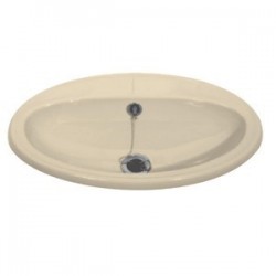 Oval inzet wastafel compleet met standaard afval 520mm  cremé